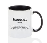 Tasse à café humoristique avec inscription « Running Definition » - Tasse noire bicolore - Tasse de course à pied - Tasse fantaisie de 325 ml