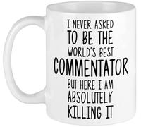 Tasse à café humoristique de 325 ml avec inscription « World's Best Commentator » - Cadeau amusant - Tasse à café avec citation de commentateur
