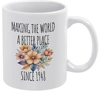 Tasse à café humoristique en céramique 11 oz - 76e anniversaire, pour un monde meilleur depuis 1948 - Tasse à café fantaisie pour femme, patron, ami, employé ou conjoint