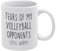 Tasse à café humoristique en céramique 11 oz - Les larmes de mes adversaires de volley-ball sont encore chaudes - Tasse à café fantaisie pour femme, patron, ami, employé ou conjoint
