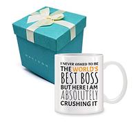 Tasse à café humoristique en céramique 325 ml « I Never Asked to Be The World's Best Boss » - Idée de cadeau de Noël, d'anniversaire pour patron masculin et féminin