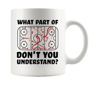 Tasse à café humoristique en céramique « What Part of Don't You Understand » pour joueur de hockey - 325 ml - Blanc