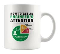 Tasse à café humoristique « How To Get An Engineer's Attention » pour ingénieur, petit ami, mari, étudiant, fils, fille, collègue, de papa, maman, épouse, petite amie en céramique blanche de 325 ml