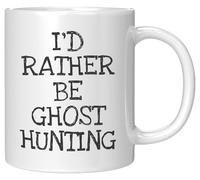 Tasse à café humoristique « I'd Rather Be Ghost Hunting » - Cadeau amusant pour chasseurs de fantômes, hommes et femmes - Tasse en céramique blanche de 325 ml