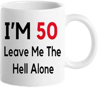 Tasse à café humoristique pour les 50 ans, 50e anniversaire 1971, pour elle, maman, tante, épouse, sœur, grand-mère, amie, tasse à thé de 11 oz. J'ai 50 ans, laissez-moi tranquille.