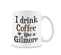 Tasse à café « I Drink Coffee Like A Gilmore, Gilmore Girls » en céramique blanche de 325 ml.