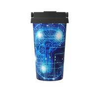 Tasse à café - intelligence artificielle cerveau imprimé voyage transport isotherme tasse à café isotherme à double paroi pour chaud et froid, café 473,6 g compatible pour bureau, école, fête, camping
