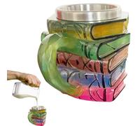 Tasse à café irrégulière en 3D avec livres peints en 3D - Résistant aux hautes températures - Fournitures de cuisine pour lait, cappuccino, eau, bière