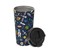 Tasse À Café Isolée Motif De Symbole Spatial Doodle Tasse Thermique En Acier Inoxydable Anti-Goutte Réutilisable Mug De Voyage En Inox, Pour Boissons Chaudes Et Froides, Café, Thé, 17Oz