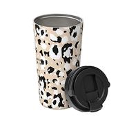 Tasse À Café Isolée Patchwork Sans Couture À Imprimé Léopard Tasse Thermique En Acier Inoxydable Réutilisable À Double Paroi Mug De Voyage En Inox, Pour Thé, Café, 17Oz