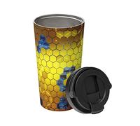 Tasse À Café Isolée Réseau Cellulaire Du Futur Or Tasse Isotherme À Double Paroi Avec Couvercle Mug De Voyage, Pour Thé, Café, Boissons Chaudes Et Froides, 17Oz
