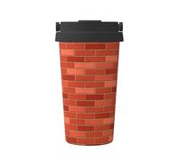 Tasse À Café Isolée Texture De Mur De Briques Rouges Imprimée Tasse Thermique En Acier Inoxydable Avec Couvercle Anti-Goutte Mug De Voyage En Inox, Pour Thé, Café, 17Oz