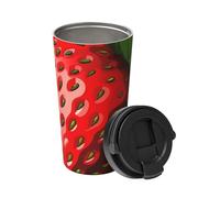 Tasse à café isotherme avec couvercle en forme de fraise, tasse de voyage en acier inoxydable pour voyage, tasse à café à double paroi pour le bureau, tasse à café pour garder au chaud/café glacé, thé