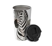 Tasse à café isotherme avec couvercle, motif zèbre sur fond blanc, tasse de voyage en acier inoxydable pour voyage, tasse à café à double paroi pour le bureau, gobelet à café pour garder au chaud/café