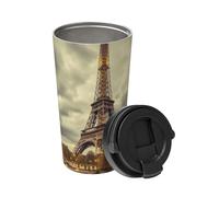Tasse à café isotherme avec couvercle Tour Eiffel Paris Tasse de voyage en acier inoxydable Tasse à café à double paroi pour le bureau Tasse à café pour garder au chaud/café glacé, thé et bière