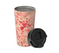 Tasse à café isotherme avec cœur rouge et fleurs - 500 ml - Garde les boissons chaudes pendant des heures - Parfait pour le café, le thé et plus encore.