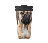 Tasse à café isotherme avec imprimé bouledogue français, 500 ml, en acier inoxydable, étanche, à double paroi, boissons chaudes et froides, parfait pour les déplacements, le bureau, la maison