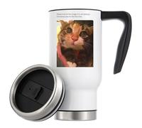 Tasse à café isotherme avec inscription « Cat sees Christmas Lights for The First Time » - 480 ml - Blanc