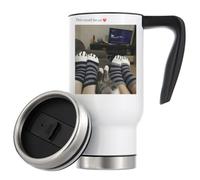 Tasse à café isotherme avec inscription « This Could be us » - Motif chat amusant - Pour la Saint-Valentin - 480 ml - Blanc