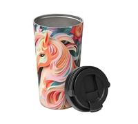 Tasse à café isotherme avec motif licorne rose en papier 500 ml qui garde les boissons chaudes pendant des heures, parfait pour le café, le thé et plus encore.