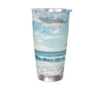 Tasse à café isotherme de 591 ml avec couvercle et paille, gobelet isotherme à double paroi sous vide, anti-déversement, tasse de voyage pour homme et femme, cadeau d'anniversaire, de Noël