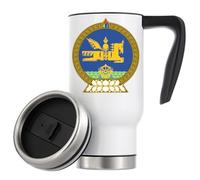 Tasse à café isotherme de voyage avec emblème de Mongolie Blanc 480 ml