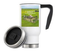 Tasse à café isotherme de voyage avec slogan « It's not About How Big The House is Motivational Slogan » 480 ml Blanc