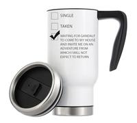 Tasse à café isotherme de voyage isolée sous vide avec inscription « Single Taken Waiting for a Wizard to Invite me on an Adventure Meme » 480 ml Blanc