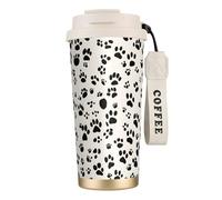 Tasse à café isotherme en acier inoxydable 316 avec empreintes de pattes et os, garde au chaud et au froid