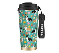 Tasse à café isotherme en acier inoxydable 316 avec imprimé Corgi, garde au chaud et au froid