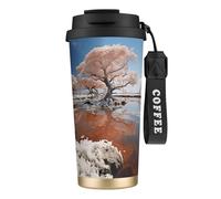 Tasse à café isotherme en acier inoxydable 316 avec motif ciel à travers l'arbre, garde au chaud et au froid