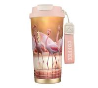 Tasse à café isotherme en acier inoxydable 316 avec motif flamants roses, garde au chaud et au froid