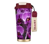 Tasse à café isotherme en acier inoxydable 316 avec motif orchidée violette, garde au chaud et au froid