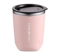 Tasse à café isotherme en acier inoxydable avec couvercle et anse - 300 ml - Portable et réutilisable - Rose - Taille unique