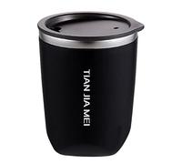 Tasse à café isotherme en acier inoxydable avec couvercle et anse - Tasse à café portable et réutilisable - 300 ml - Noir - Taille unique