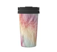 Tasse à café isotherme en acier inoxydable avec fourrure mélangée rose pâle citron crème pour eau chaude et froide