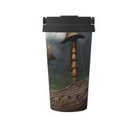 Tasse à café isotherme en acier inoxydable avec imprimé bateau viking