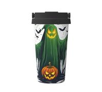 Tasse à café isotherme en acier inoxydable avec imprimé citrouille d'Halloween - 500 ml - Parfait pour les voyages, le café, le bureau et la maison
