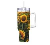 Tasse à café isotherme en acier inoxydable avec imprimé tournesol et abeilles 1,2 l