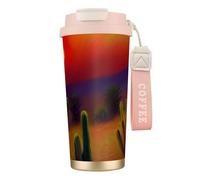 Tasse à café isotherme en acier inoxydable avec motif cactus coucher de soleil dans le désert pour homme et femme