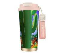 Tasse à café isotherme en acier inoxydable avec motif cactus désert pour homme et femme