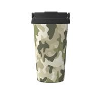 Tasse à café isotherme en acier inoxydable avec motif camouflage vert beige pour eau chaude et froide
