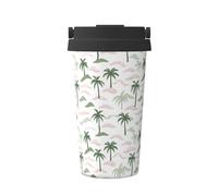 Tasse à café isotherme en acier inoxydable avec motif palmiers et petites îles pour eau chaude et froide