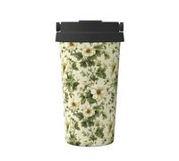 Tasse à café isotherme en acier inoxydable avec motif rose et hibiscus pour eau chaude et froide