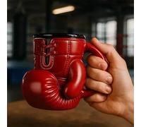 Tasse à café isotherme en acier inoxydable avec poignée, motif gant de boxe, tasse fantaisie 3D pour les amateurs de boxe, cadeau parfait pour Noël et le Nouvel An pour les entraîneurs et les amateurs