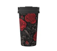 Tasse à café isotherme en acier inoxydable avec roses rouges gothiques pour eau chaude et froide