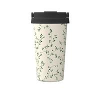 Tasse à café isotherme en acier inoxydable motif vigne minuscules feuilles vert sauge pour eau chaude et froide