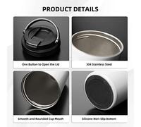 Tasse à café isotherme en acier inoxydable pour eau chaude et froide Motif montagnes brumeuses Blanc pâle