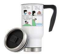 Tasse à café isotherme isotherme avec inscription « Follow Your Heart and get to Depression Meme » - 480 ml - Blanc