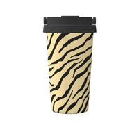 Tasse à café isotherme minimaliste en acier inoxydable avec rayures zébrées or pâle pour eau chaude et froide